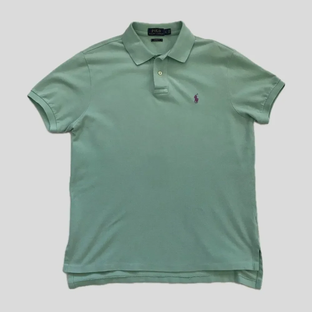 Polo Ralph Lauren Pastel Green Cotton Preppy Short Sleeve Casual Shirt Mens L